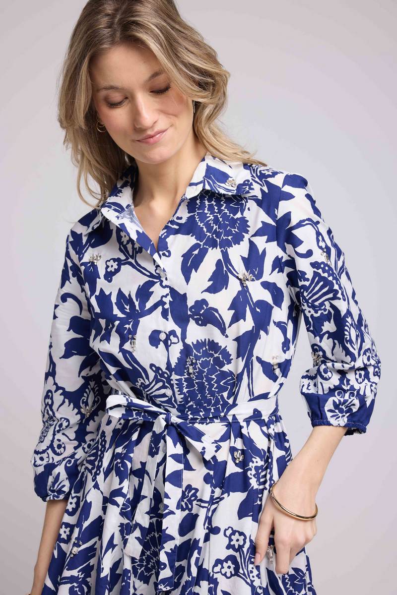 Short Mid-Length Sleeve Dress - Navy