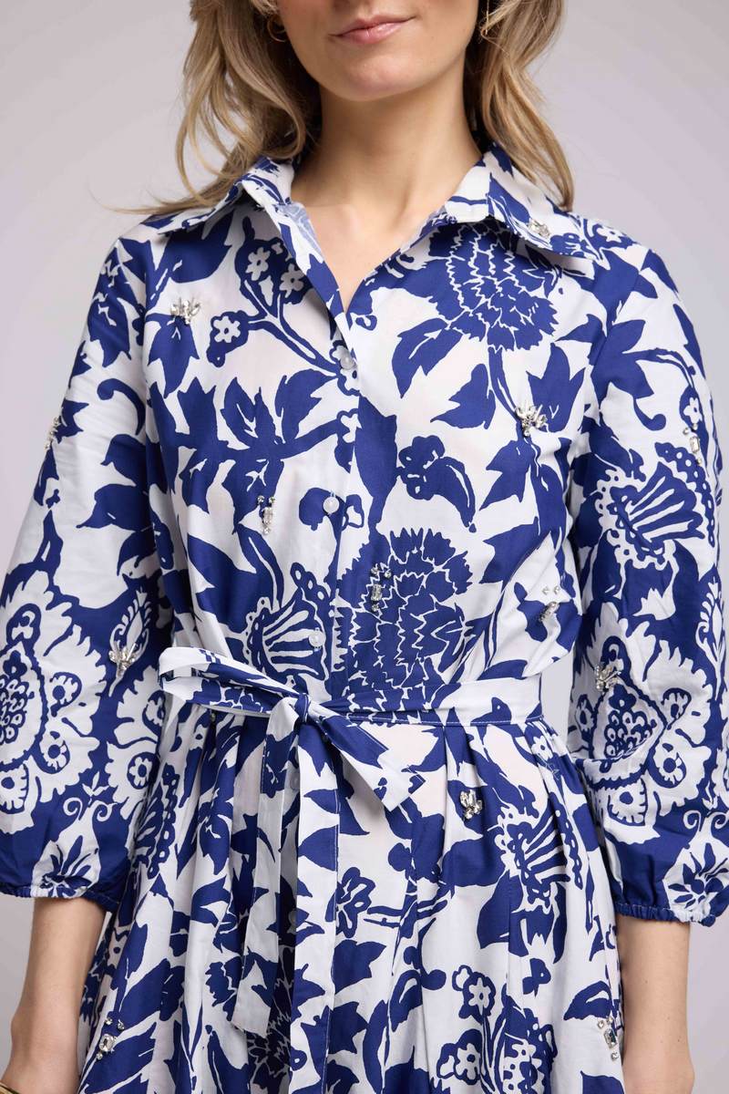 Short Mid-Length Sleeve Dress - Navy