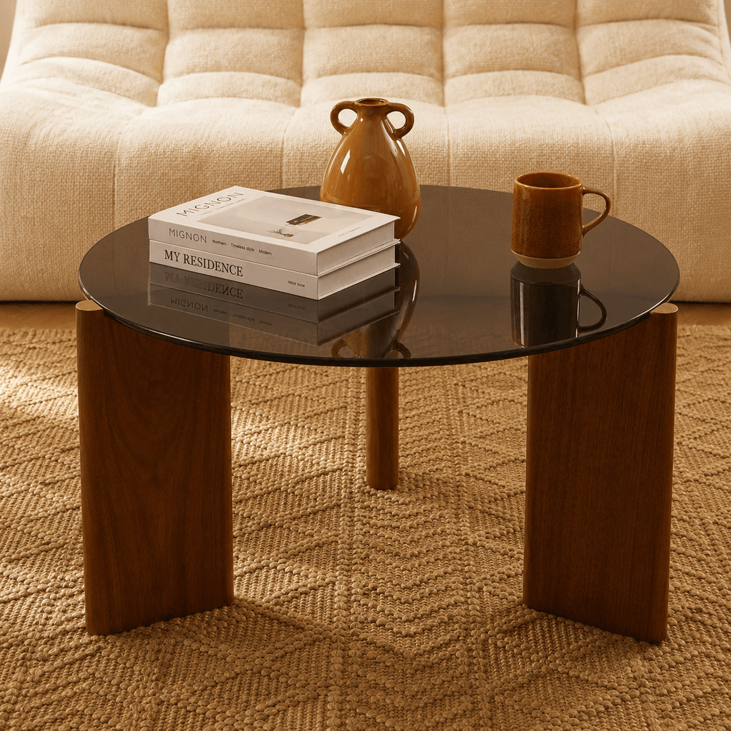 Olie - Table Basse - Verre Trempé - Noir