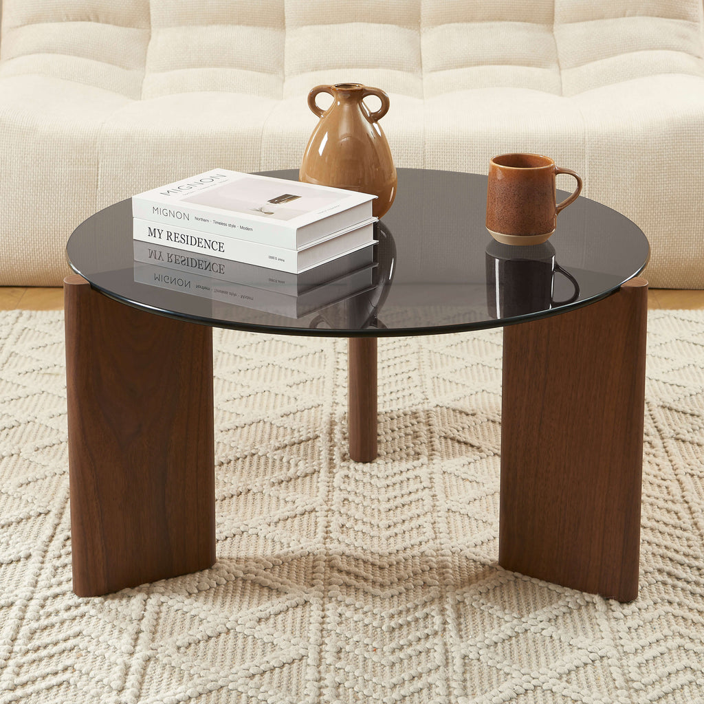 Olie - Table Basse - Verre Trempé - Noir