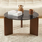 Olie - Table Basse - Verre Trempé - Noir