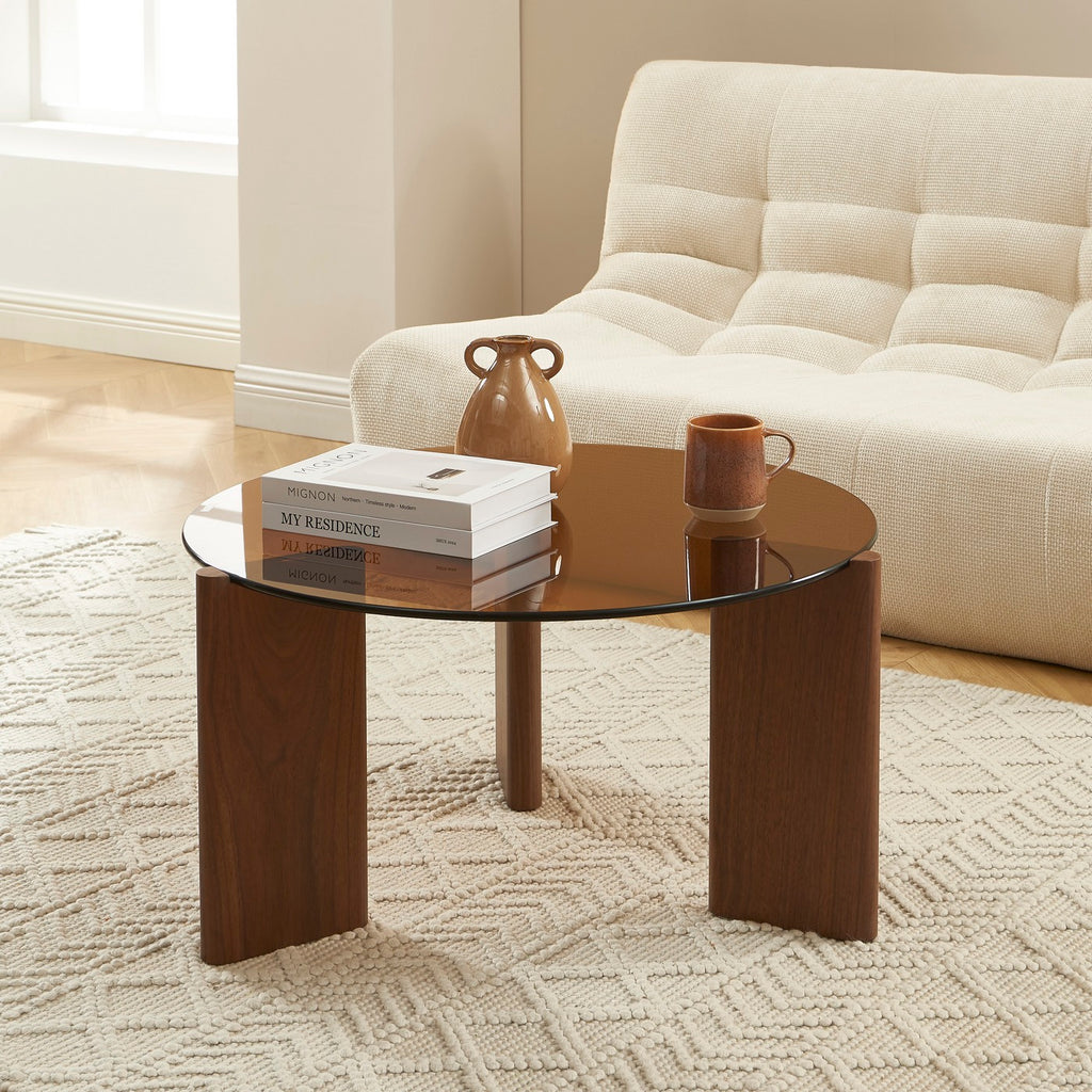 Olie - Table Basse - Caramel Et Placage Noyer