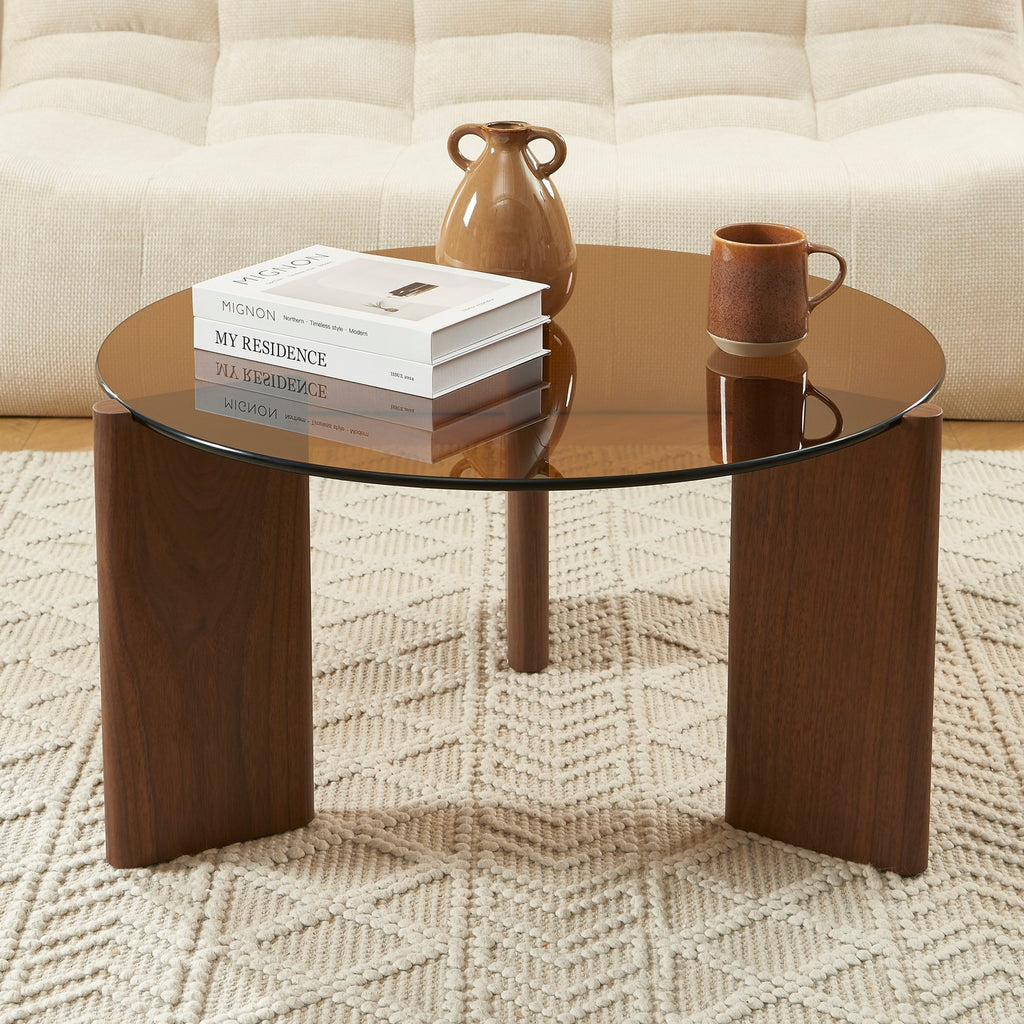 Olie - Table Basse - Caramel Et Placage Noyer