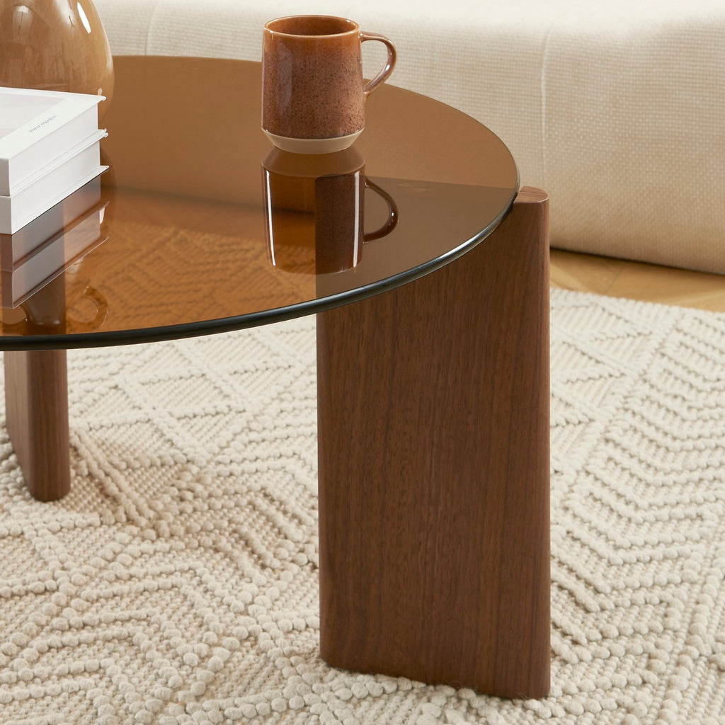 Olie - Table Basse - Caramel Et Placage Noyer