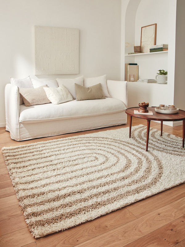 Alfombra Shaggy Olympe 1066 - Estampado Geométrico - Beige - Interior