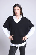 Jersey Oversize Sin Manga Cuello V Ona - Negro - Mujer