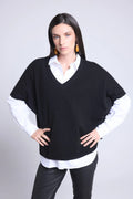 Pull Oversize Sans Manche Col V Ona - Noir - Femme