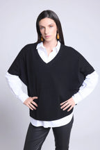 Pull Oversize Sans Manche Col V Ona - Noir - Femme