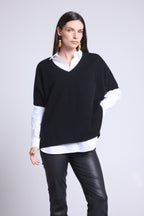 Jersey Oversize Sin Manga Cuello V Ona - Negro - Mujer