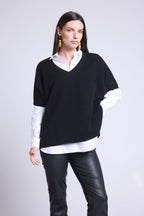 Pull Oversize Sans Manche Col V Ona - Noir - Femme