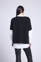 Pull Oversize Sans Manche Col V Ona - Noir - Femme