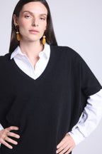 Pull Oversize Sans Manche Col V Ona - Noir - Femme