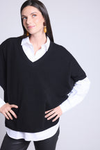 Jersey Oversize Sin Manga Cuello V Ona - Negro - Mujer