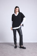 Pull Oversize Sans Manche Col V Ona - Noir - Femme