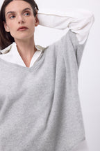 Pull Oversize Col V Sans Manche Ona - Gris Clair - Femme