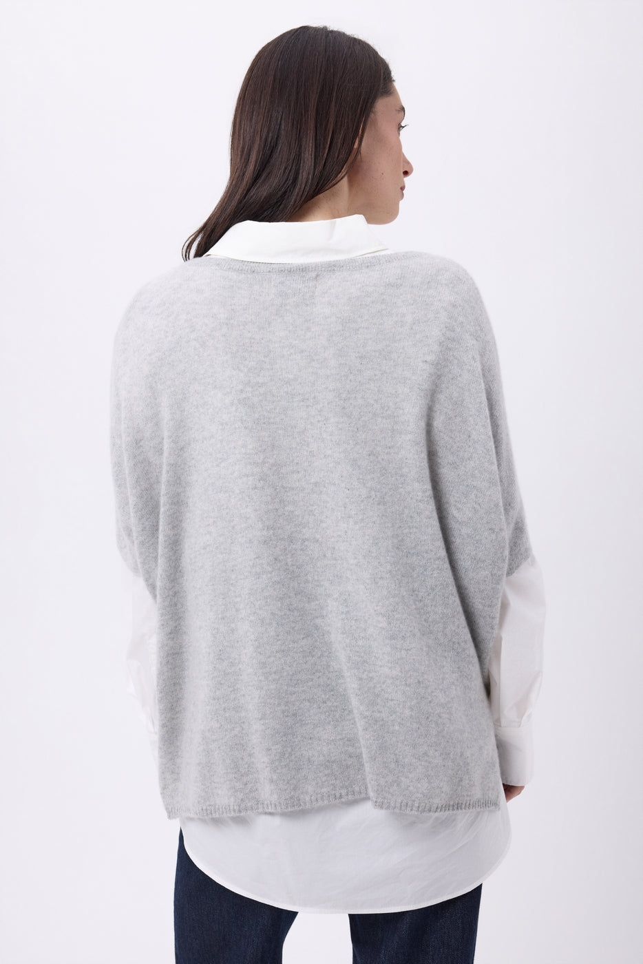 Pull Oversize Col V Sans Manche Ona - Gris Clair - Femme