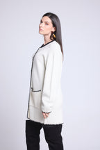 Chaqueta recta bordada Onice - Blanco negro - Mujer