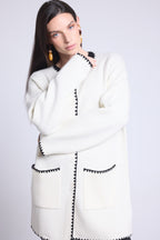 Chaqueta recta bordada Onice - Blanco negro - Mujer