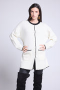 Chaqueta recta bordada Onice - Blanco negro - Mujer