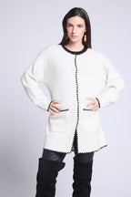 Chaqueta recta bordada Onice - Blanco negro - Mujer