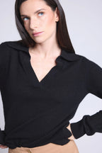Pull Col Polo Opale - Noir - Femme