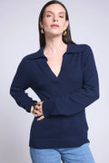 Jersey de cuello polo Ópalo - Azul marino - Mujer