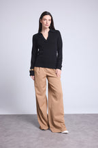 Pull Col Polo Opale - Noir - Femme