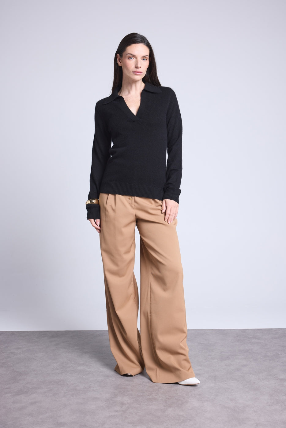 Pull Col Polo Opale - Noir - Femme