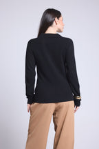 Pull Col Polo Opale - Noir - Femme