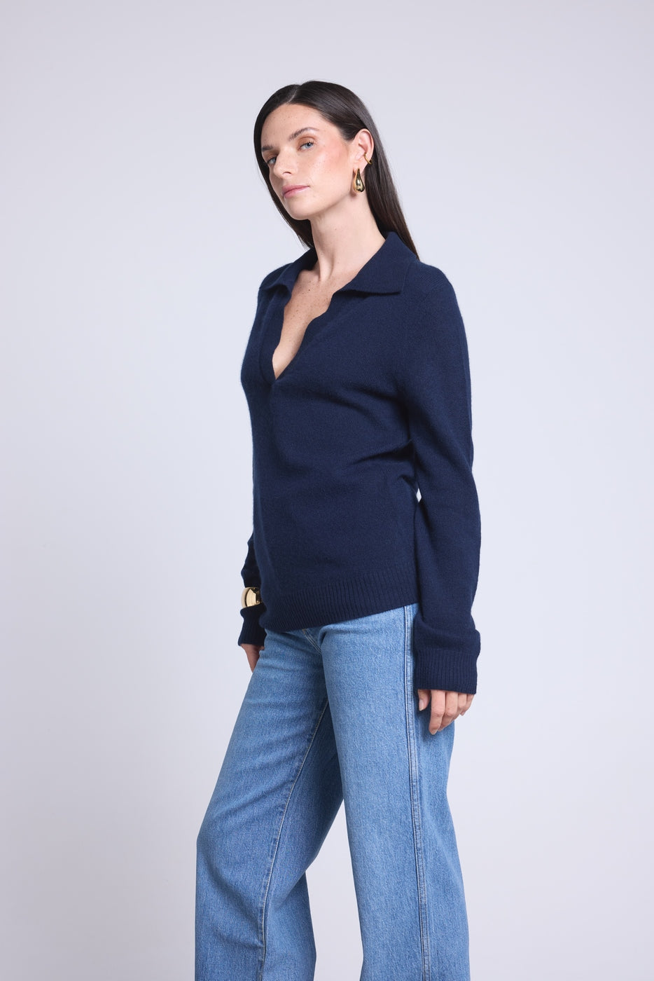 Jersey de cuello polo Ópalo - Azul marino - Mujer