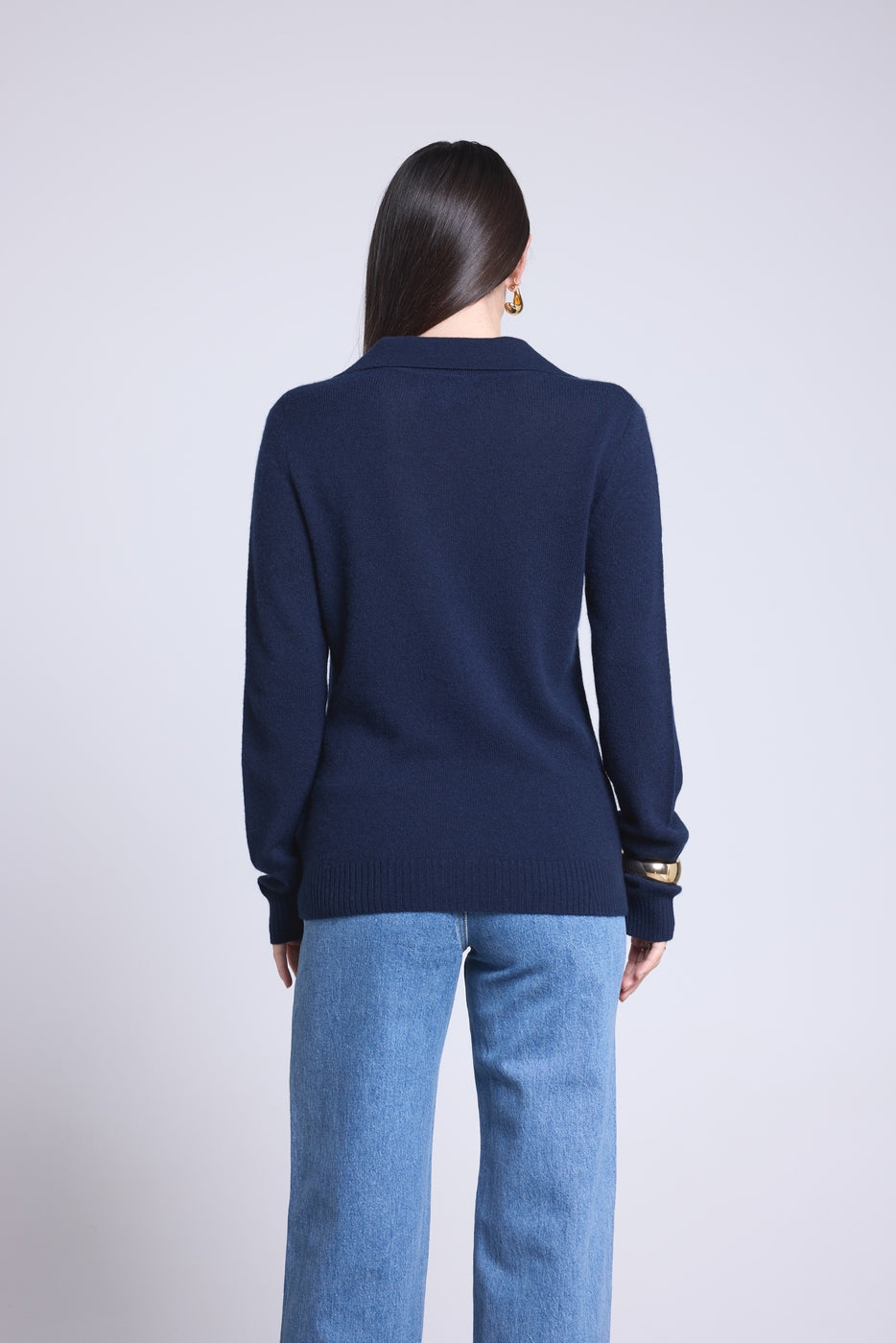 Jersey de cuello polo Ópalo - Azul marino - Mujer