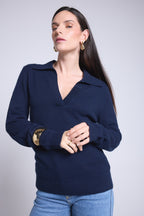 Jersey de cuello polo Ópalo - Azul marino - Mujer