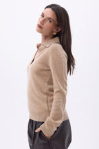Pull Col Polo Opale - Beige Creme - Femme
