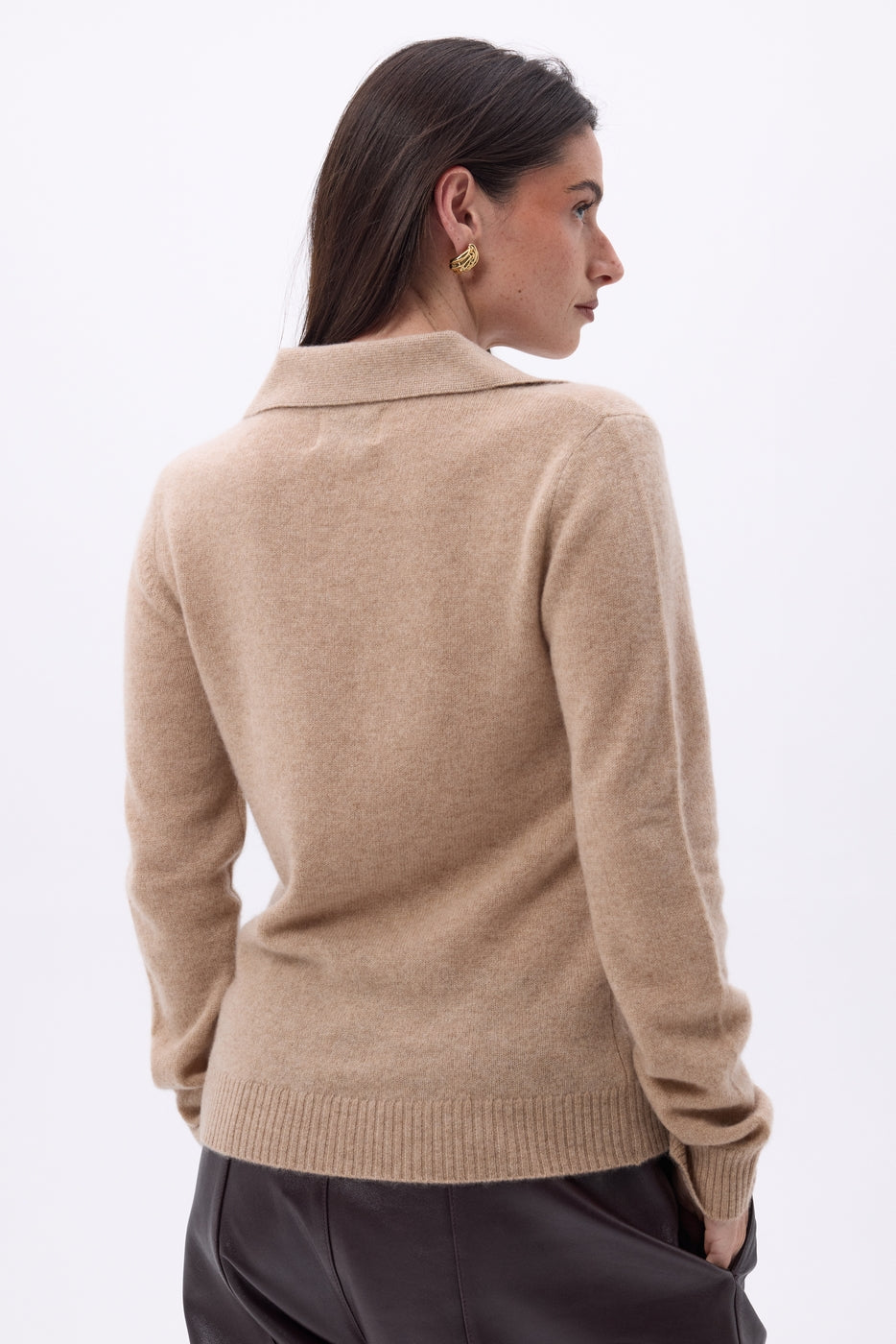 Pull Col Polo Opale - Beige Creme - Femme