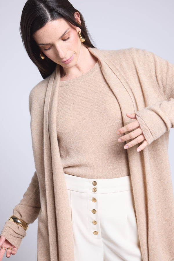 Cardigan Tubolare Ophelia - Beige Crema - Donna - 100% Cashmere