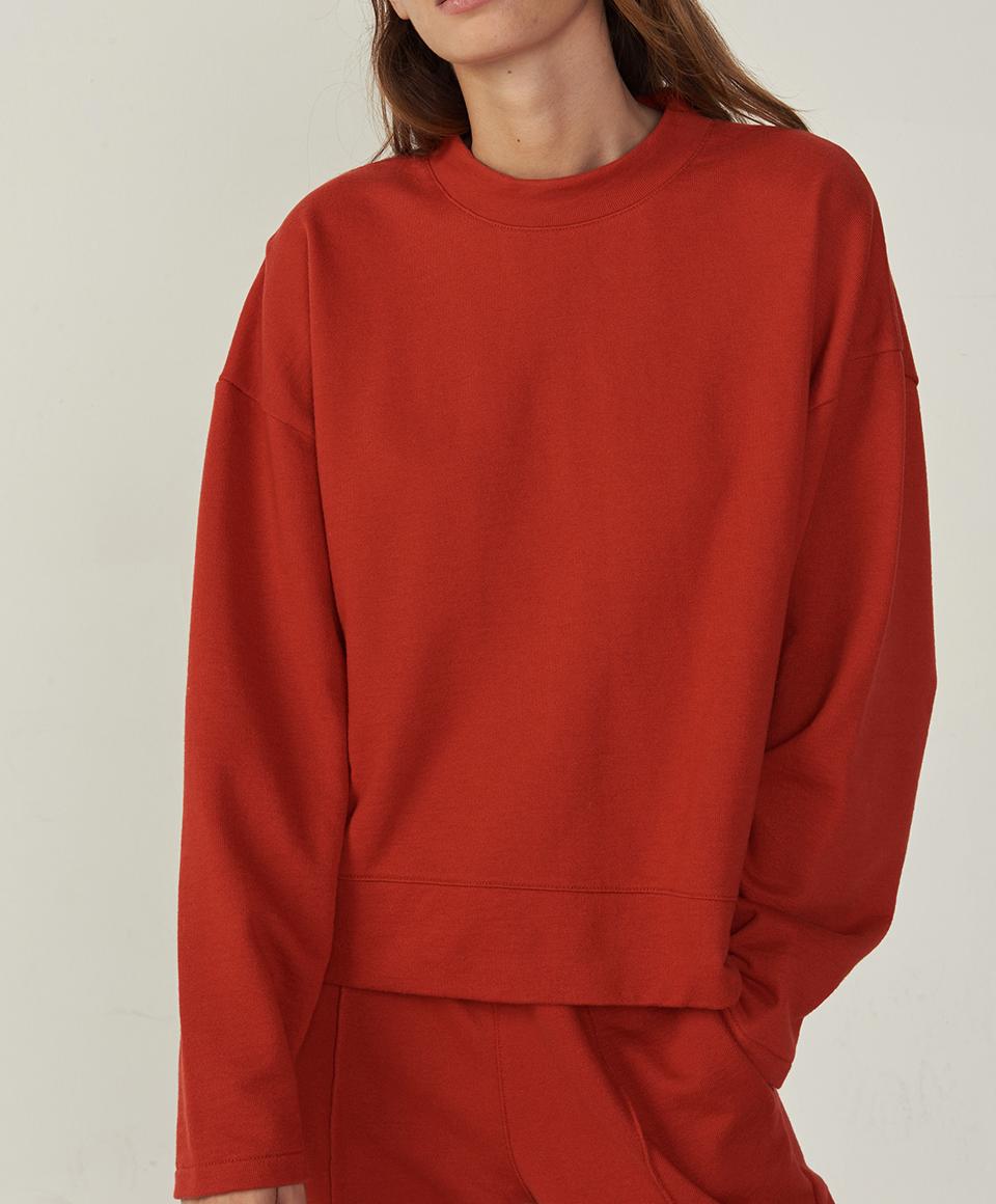 American Vintage - Sweat ML Col Rond - Noyer - Femme