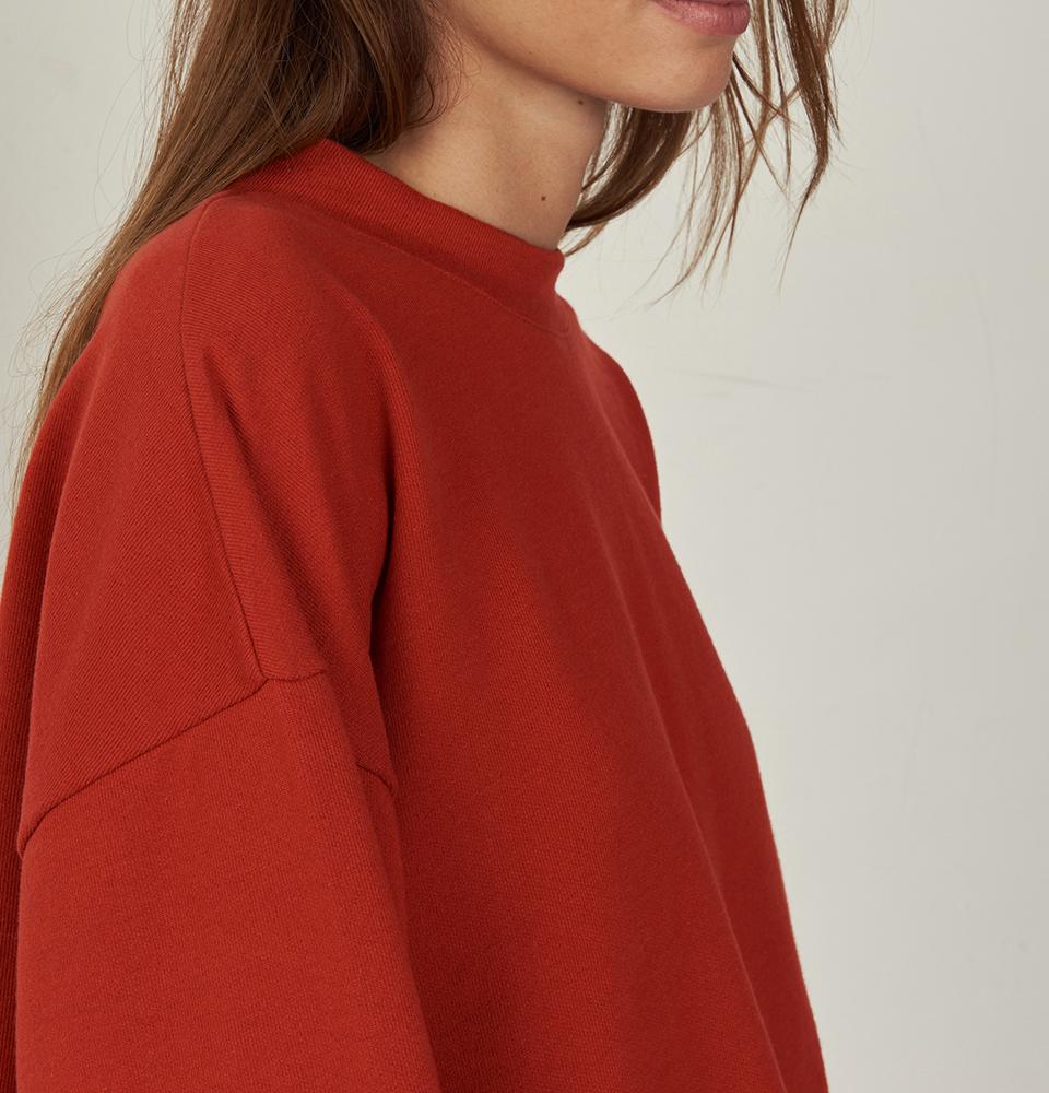 American Vintage - Sweat ML Col Rond - Noyer - Femme