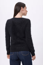 Pull Col V – Cachemire Brossé Orion - Noir - Femme