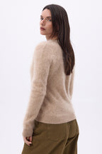 Pull Col V – Cachemire Brossé Orion - Beige Creme - Femme