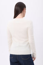 Jersey de cuello en V – Cachemira cepillada Orion - Ecoblanco - Mujer