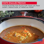 Cocotte Ovale En Fonte Émaillée De Long Rouge Cerise Elo - Rouge