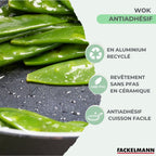 Wok Aluminium Revêtement Céramique Antiadhésif Sans Pfas Fackelmann Brandao - Noir/Vert