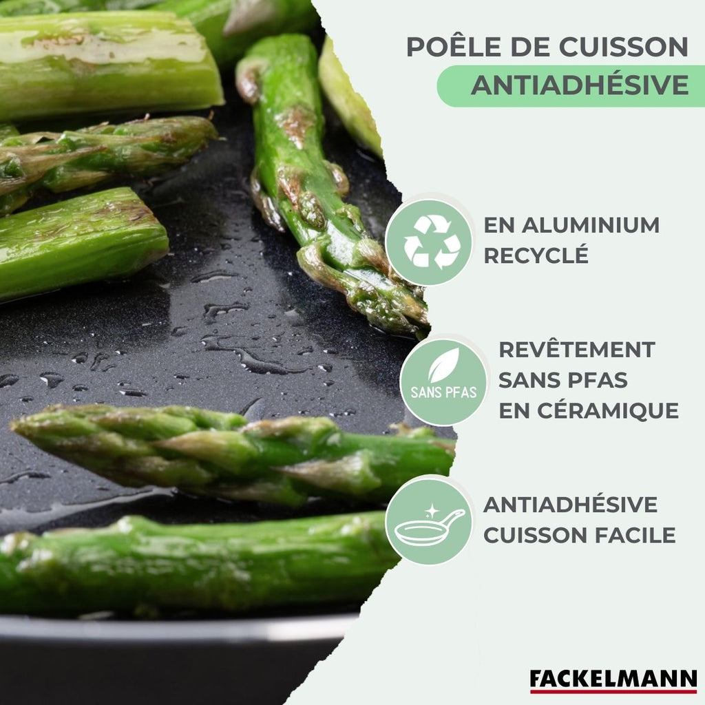 Poêle Aluminium Revêtement Céramique Antiadhésif Sans Pfas Fackelmann Brandao - Noir/Vert
