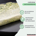 Crêpière Aluminium Revêtement Céramique Antiadhésif Sans Pfas Fackelmann Brandao - Noir/Vert