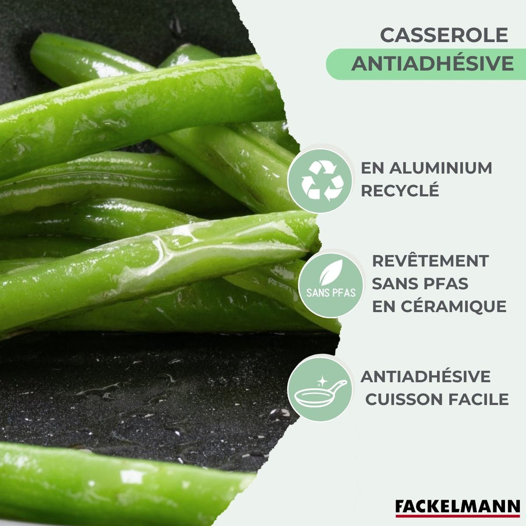 Casserole Aluminium Revêtement Céramique Antiadhésif Sans Pfas Fackelmann Brandao - Noir/Vert