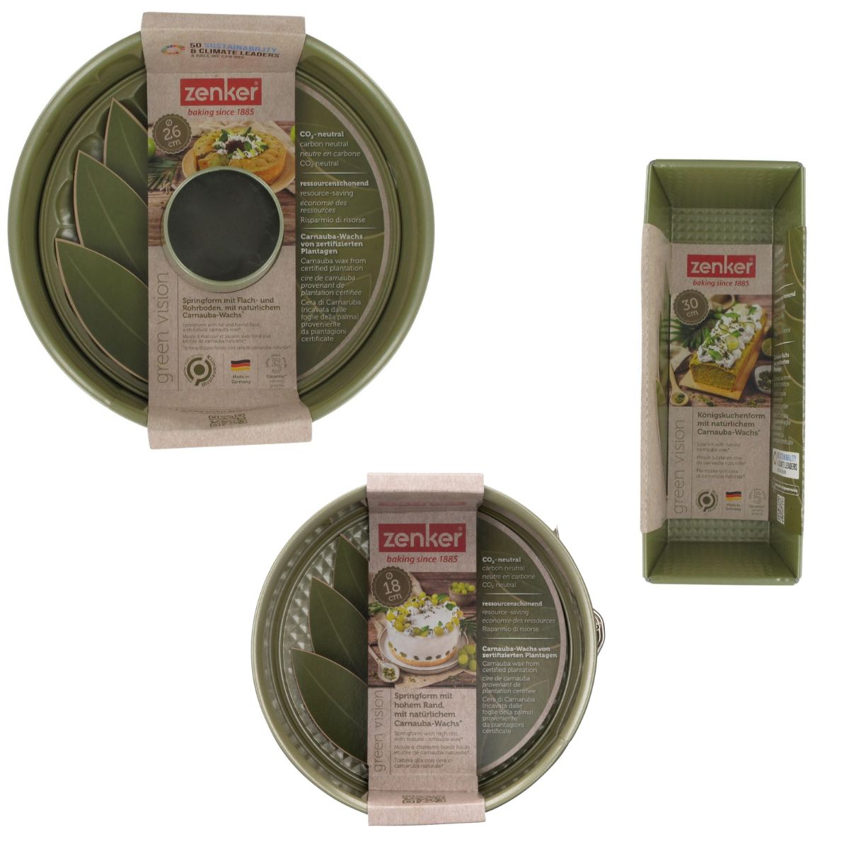 Ensemble De 3 Moules À Gâteaux Zenker Green Vision - Vert