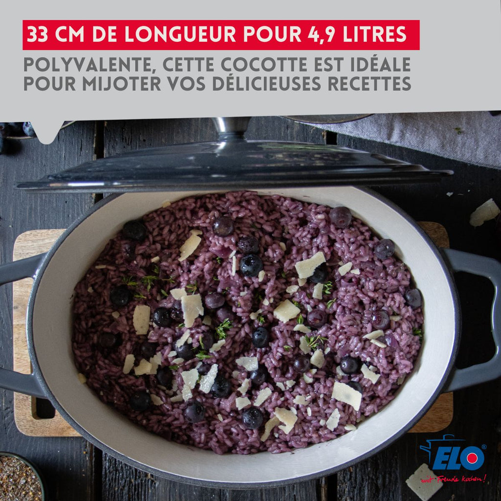 Cocotte Ovale En Fonte Émaillée Gris Classique Elo - Gris