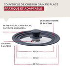 Couvercle De Cuisson Adaptable En Verre Et Silicone Fackelmann - Transparent/Noir