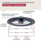Set Di 2 Coperchi Di Cottura In Vetro E Silicone Fackelmann Divers - Nero/Trasparente