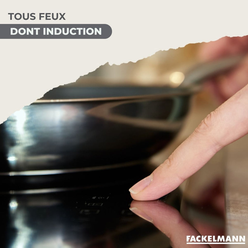 Batterie De Cuisine Avec 3 Poêles 3 Casseroles Et 3 Faitouts En Inox Sans Pfas Fackelmann Généva Brillant - Inox/Noir